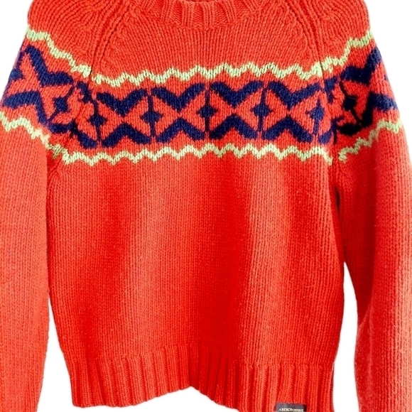 Abercrombie Fitch Lambswool Sweater Small Nordic Fair Isle Red Aztec Western - Picture 4 of 9